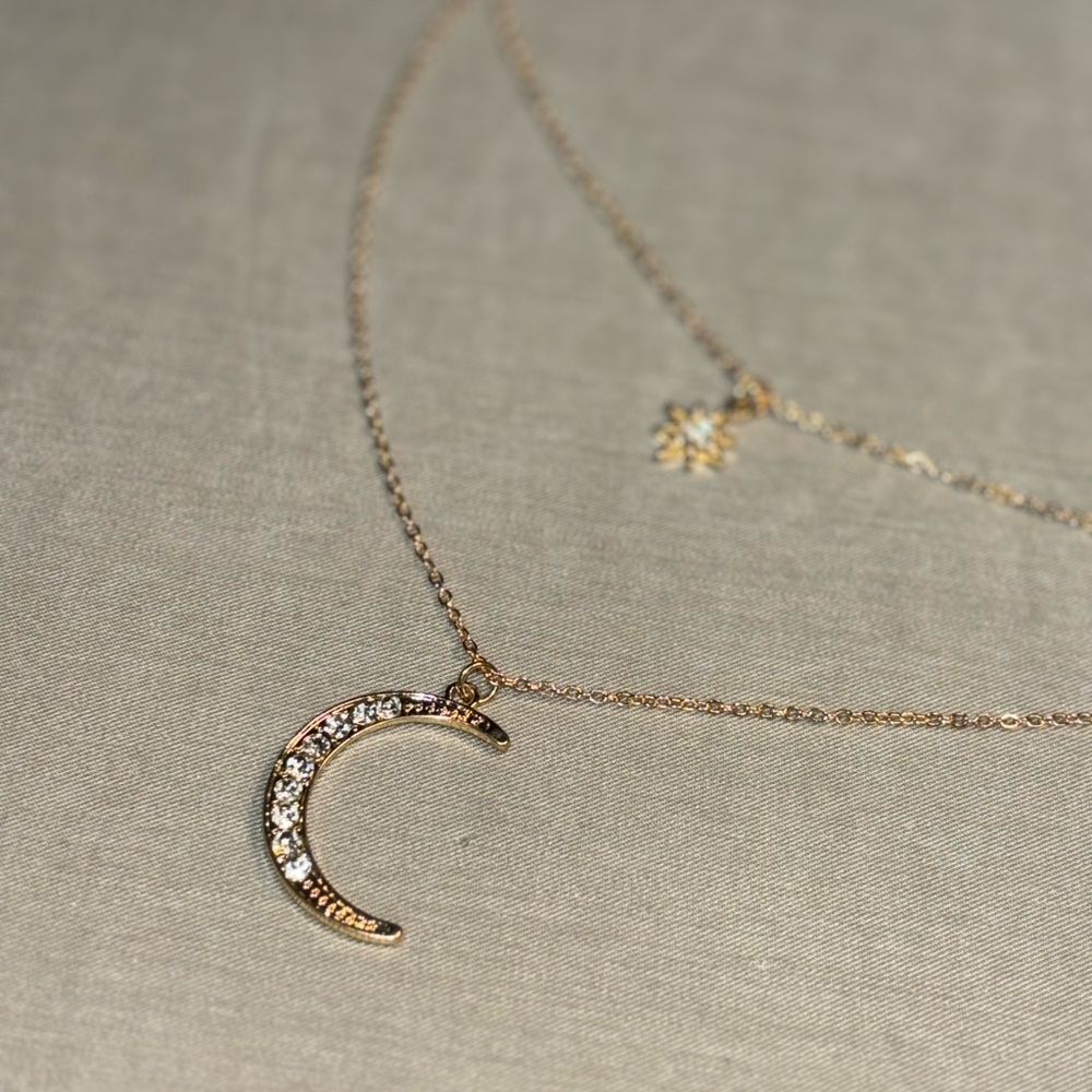 Moon and star Necklace. 2-in-1. Layered